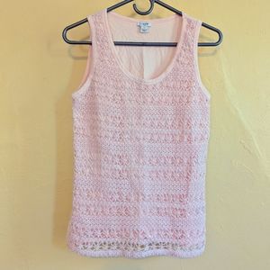 EUC Pink Crochet Tank Top by J. Crew Factory